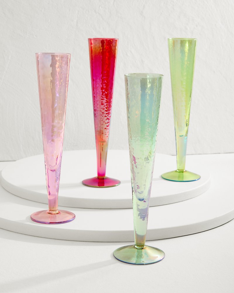 Tommy Bahama Luster Champagne Glasses — Set of 4