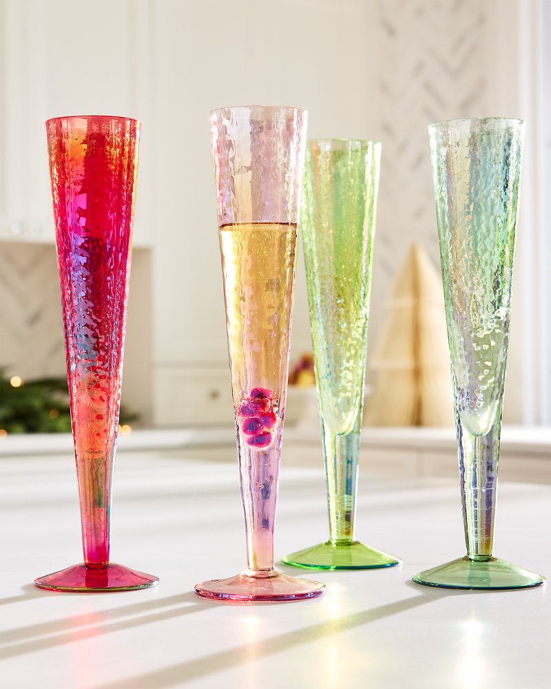 Tommy Bahama Luster Champagne Glasses — Set of 4
