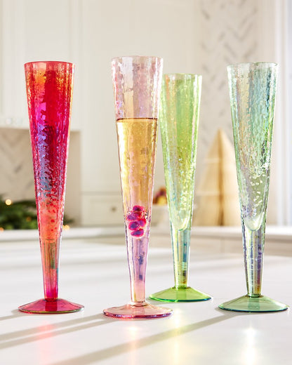 Tommy Bahama Luster Champagne Glasses — Set of 4