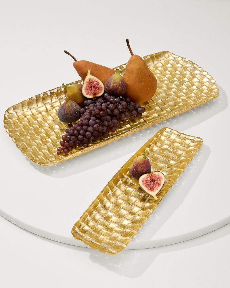 Tommy Bahama Braided Glass Serving Trays — Set of 2