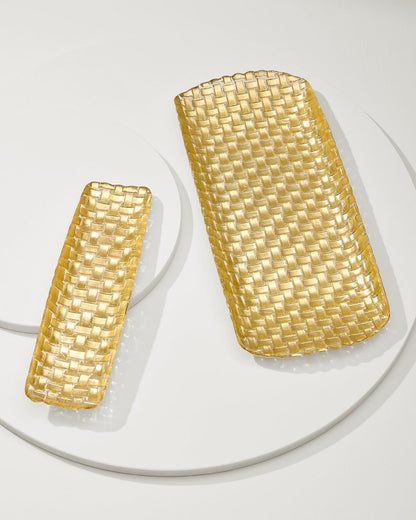Tommy Bahama Braided Glass Serving Trays — Set of 2