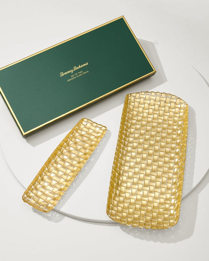 Tommy Bahama Braided Glass Serving Trays — Set of 2