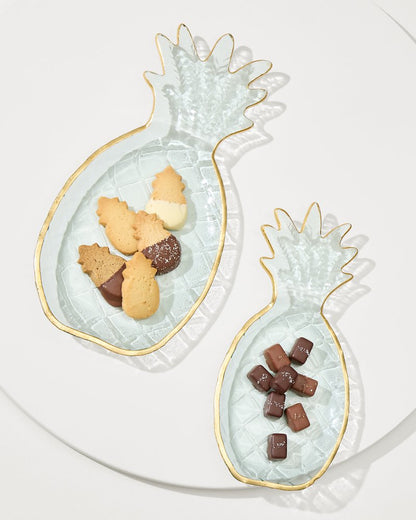 Tommy Bahama Glass Pineapple Trays — Set of 2