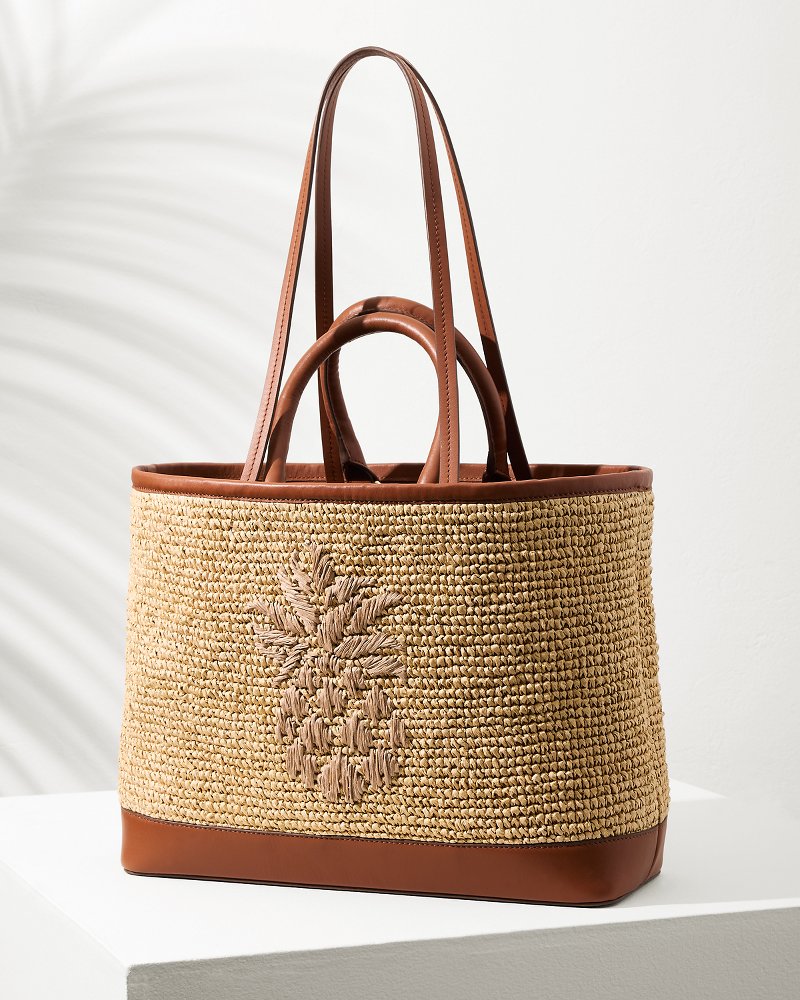 Tommy Bahama Raffia & Leather Pineapple Tote