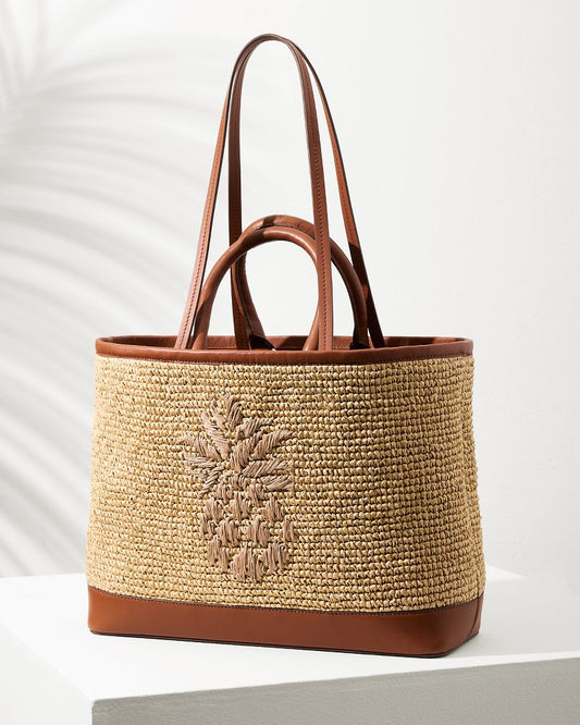 Tommy Bahama Raffia & Leather Pineapple Tote
