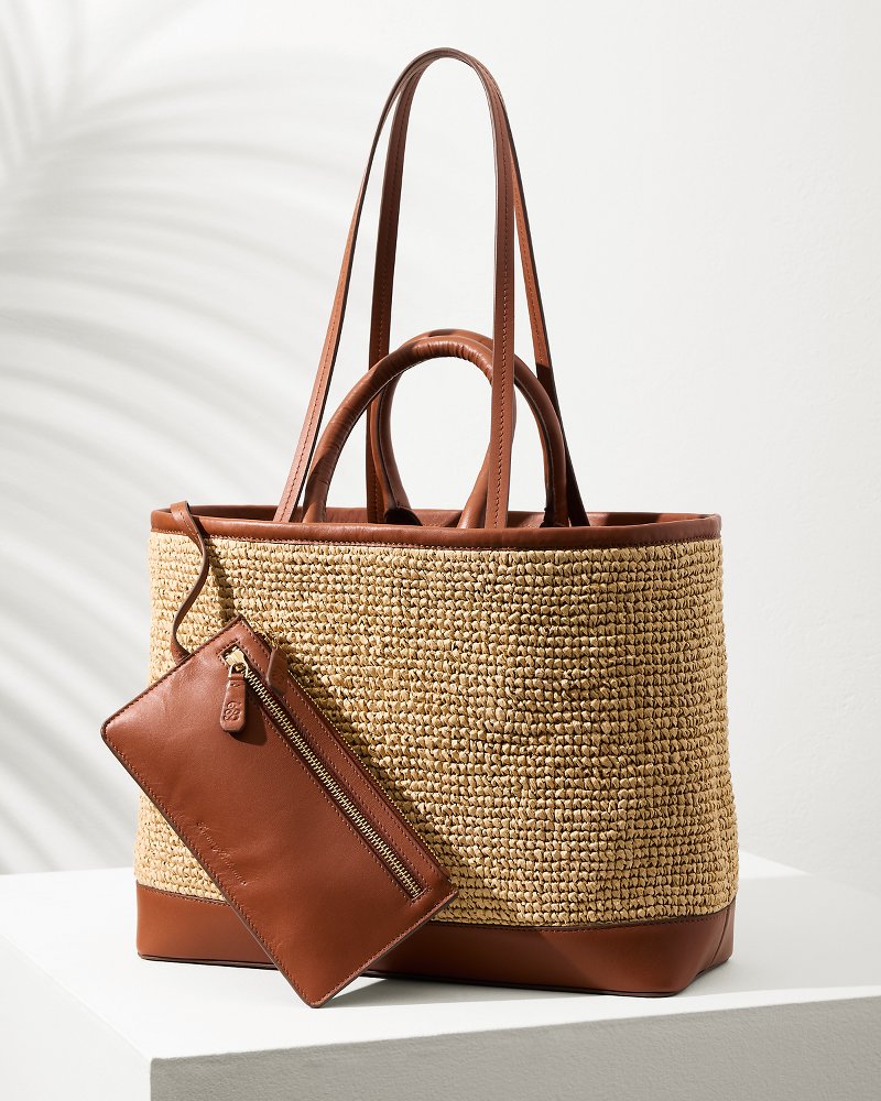 Tommy Bahama Raffia & Leather Pineapple Tote
