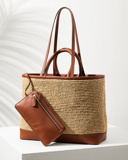 Tommy Bahama Raffia & Leather Pineapple Tote