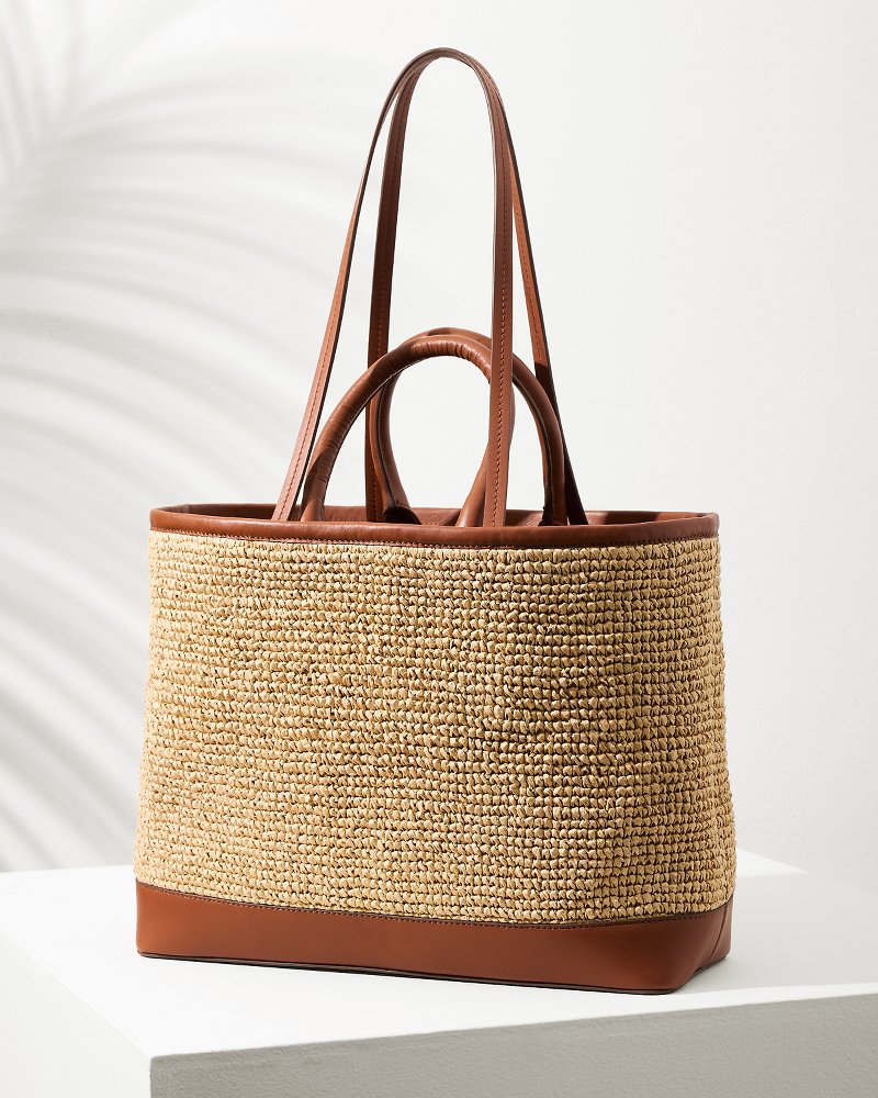 Tommy Bahama Raffia & Leather Pineapple Tote