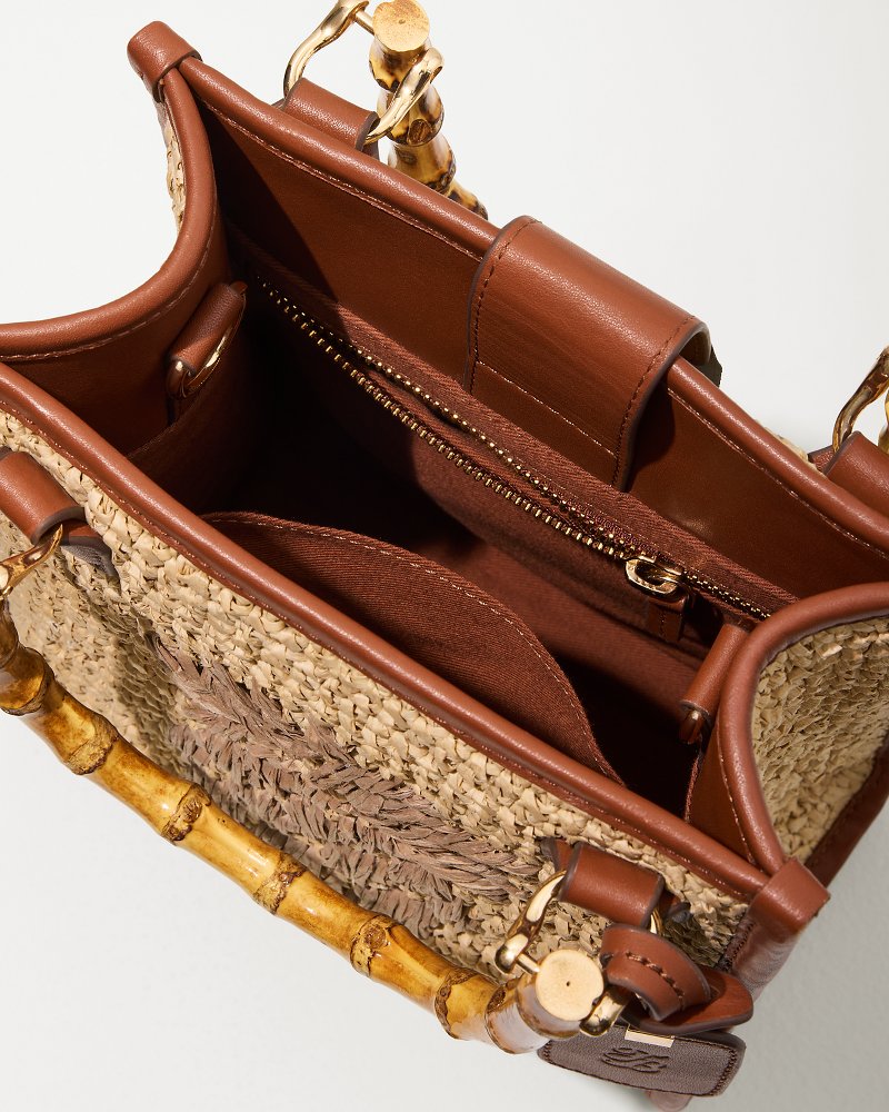 Tommy Bahama Raffia & Leather Bamboo Mini Tote