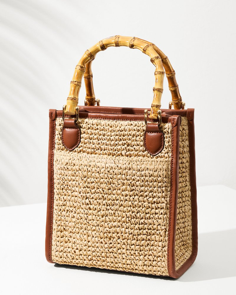 Tommy Bahama Raffia & Leather Bamboo Mini Tote