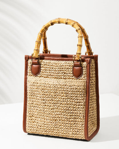 Tommy Bahama Raffia & Leather Bamboo Mini Tote
