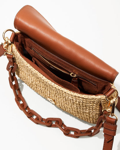 Tommy Bahama Raffia & Leather Chain Crossbody