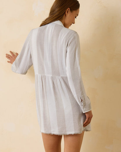 Tommy Bahama St. Lucia Linen-Blend Rugby Stripe Beach Shirt