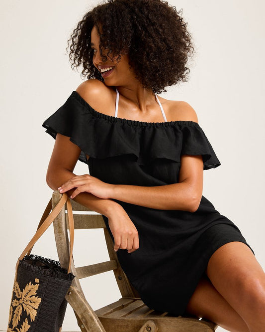 Tommy Bahama St. Lucia Linen-Blend Off-the-Shoulder Coverup Dress