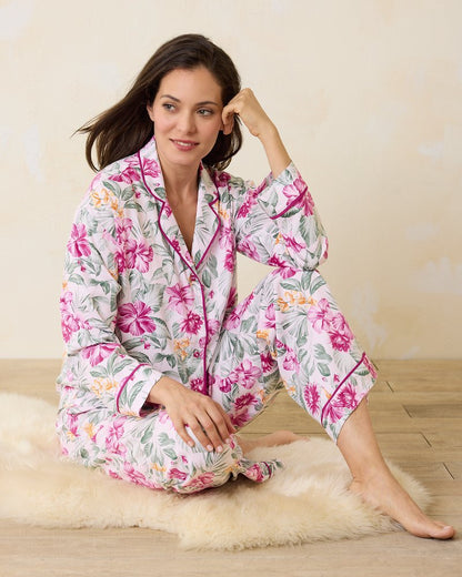 Tommy Bahama Woven Sateen Long Sleeve & Pants Pajama Set