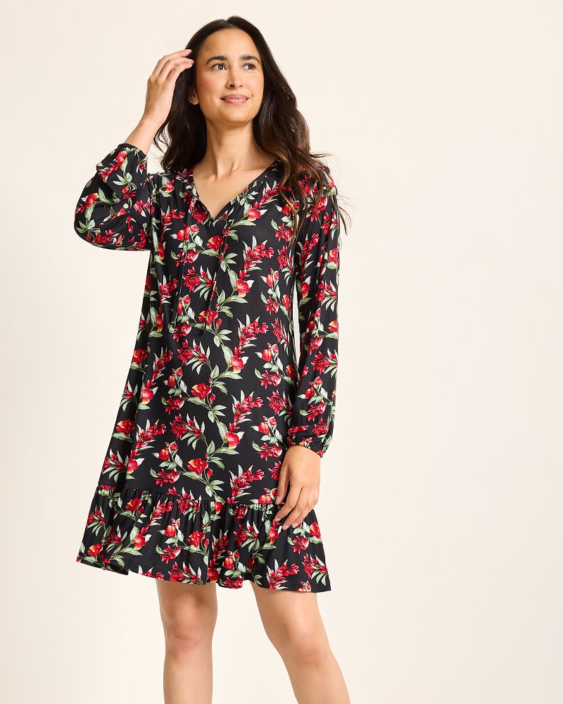 Tommy Bahama Jersey Long-Sleeve Short Sleep Dress