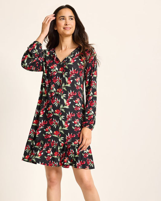 Tommy Bahama Jersey Long-Sleeve Short Sleep Dress