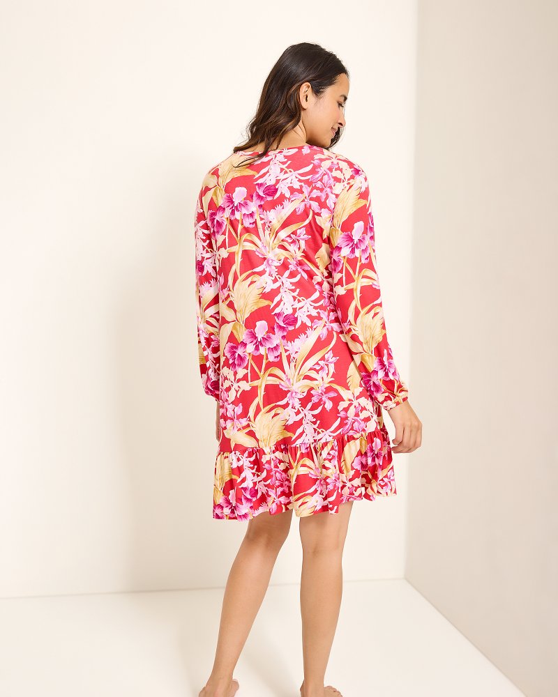 Tommy Bahama Jersey Long-Sleeve Short Sleep Dress