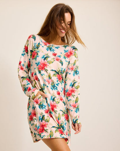 Tommy Bahama Knit Long-Sleeve Short Sleep Dress