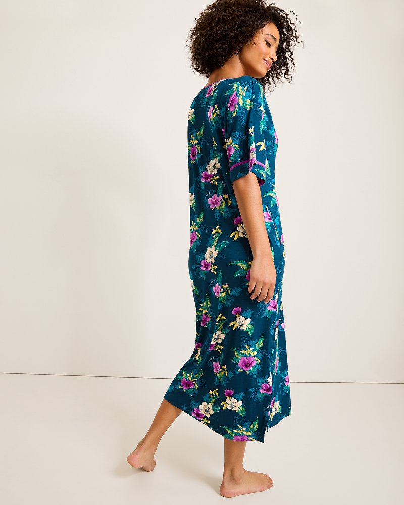 Tommy Bahama Jersey Short-Sleeve Maxi Sleep Caftan
