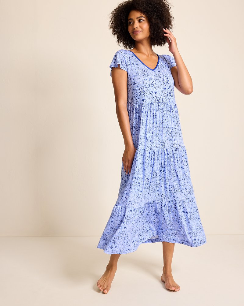 Tommy Bahama Jersey Short-Sleeve Maxi Sleep Dress