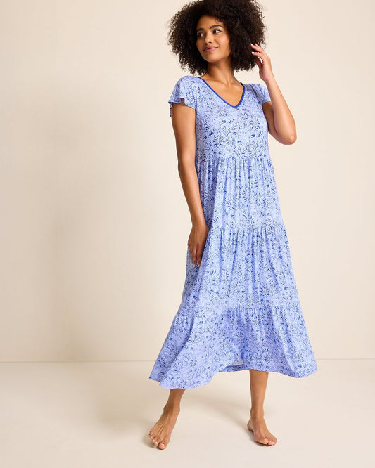 Tommy Bahama Jersey Short-Sleeve Maxi Sleep Dress