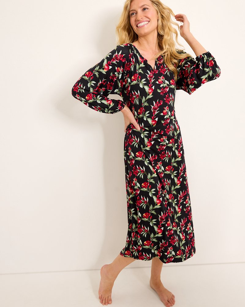 Tommy Bahama Jersey Long-Sleeve Maxi Sleep Dress